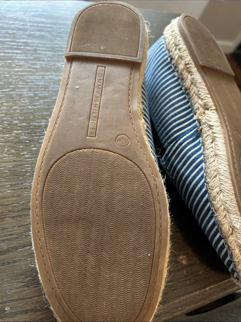 Tommy Hilfiger Blue and White Striped Espadrilles
